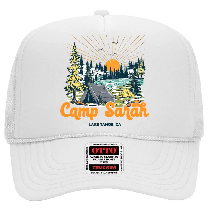 Vintage Camp Sarah Lake Tahoe High Crown Mesh Trucker Hat