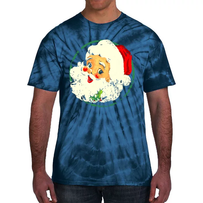 Vintage Christmas Santa Claus Face Old Fashioned Tie-Dye T-Shirt