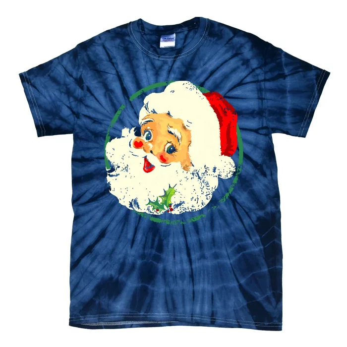 Vintage Christmas Santa Claus Face Old Fashioned Tie-Dye T-Shirt