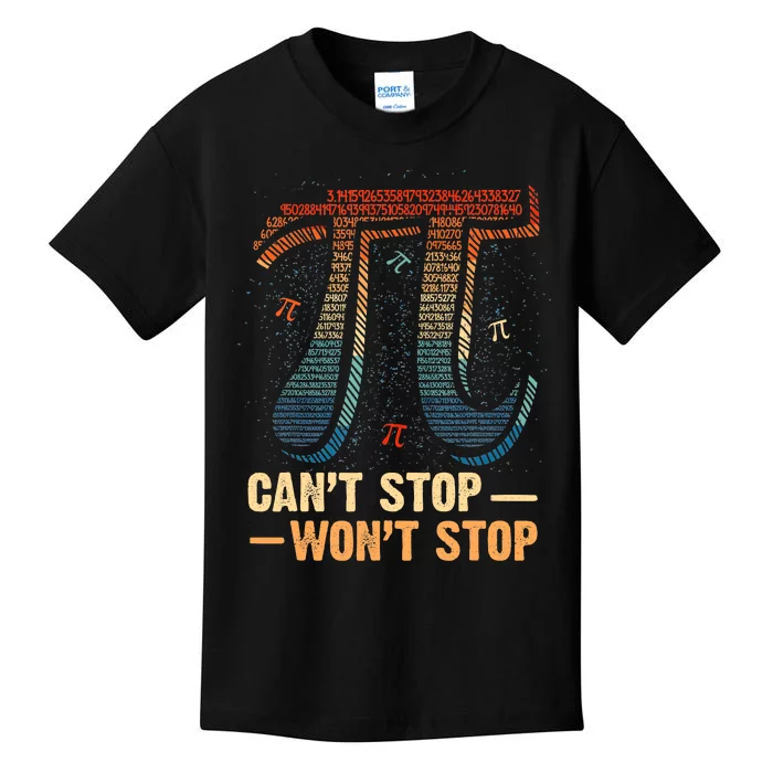 Vintage CanT Stop Pi WonT Stop Math Pi Day Funny Maths Kids T-Shirt