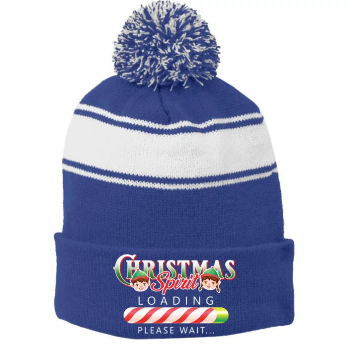 Vintage Christmas Spirit Loading Gift Stripe Pom Pom Beanie