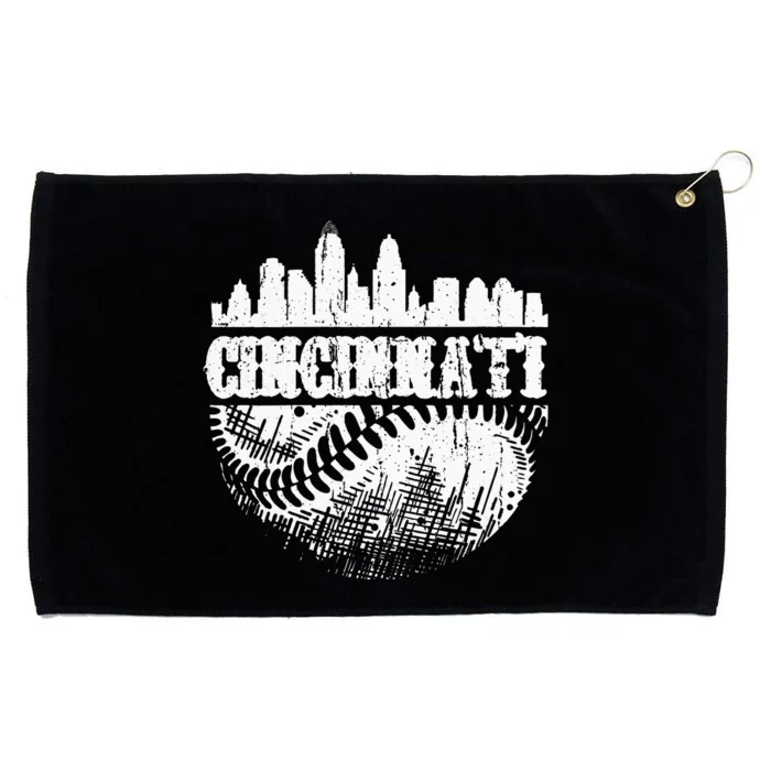 Vintage Cincinnati Skyline City Baseball Met At Gameday Grommeted Golf Towel