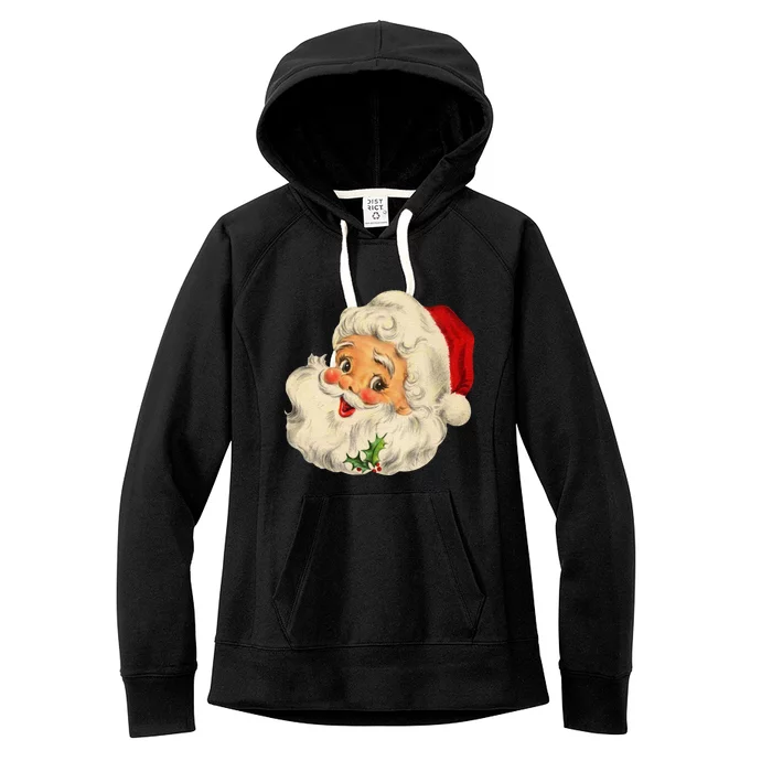 Vintage Christmas Santa Claus Face Funny Old Fashioned Great Gift Women's Fleece Hoodie