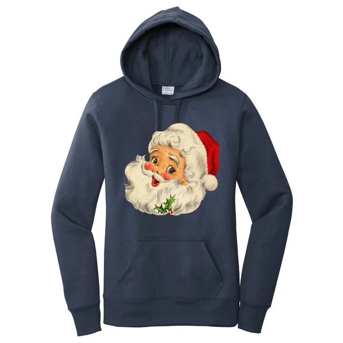 Vintage Christmas Santa Claus Face Funny Old Fashioned Great Gift Women's Pullover Hoodie