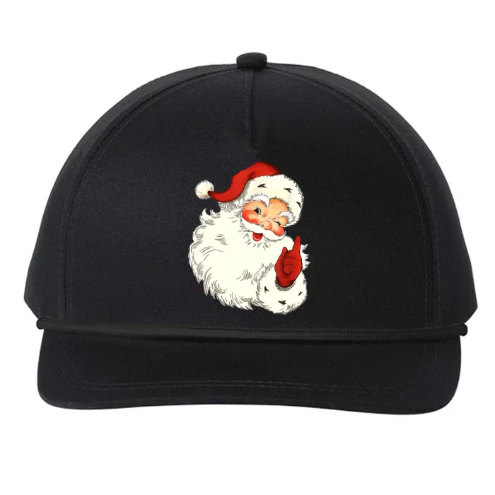 Vintage Christmas Santa Claus Face Old Fashioned Cool Gift Snapback Five-Panel Rope Hat