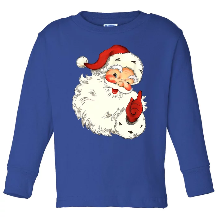 Vintage Christmas Santa Claus Face Old Fashioned Cool Gift Toddler Long Sleeve Shirt