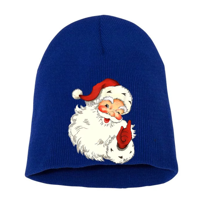 Vintage Christmas Santa Claus Face Old Fashioned Cool Gift Short Acrylic Beanie