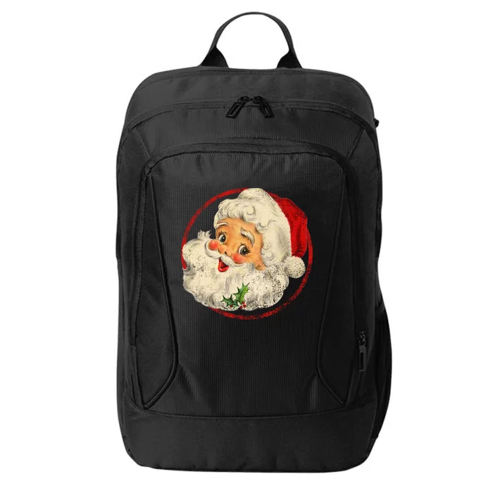 Vintage Christmas Santa Claus Face Old Fashioned Gift City Backpack