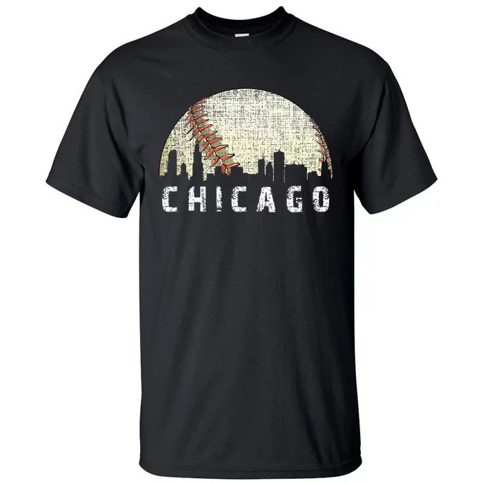 Vintage Chicago Skyline City Baseball Tall T-Shirt