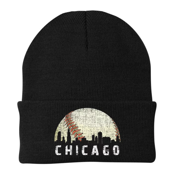 Vintage Chicago Skyline City Baseball Knit Cap Winter Beanie