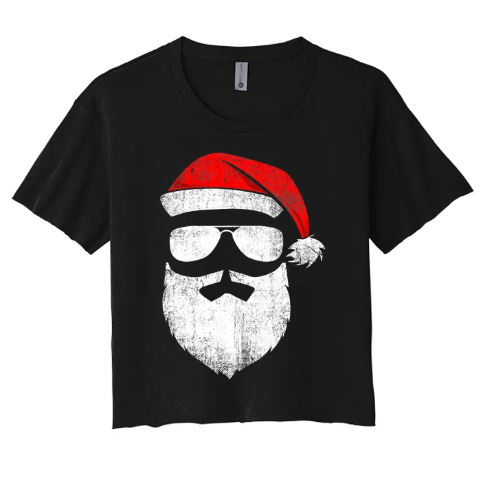 Vintage Christmas Santa Claus Face Old Fashioned Women's Crop Top Tee