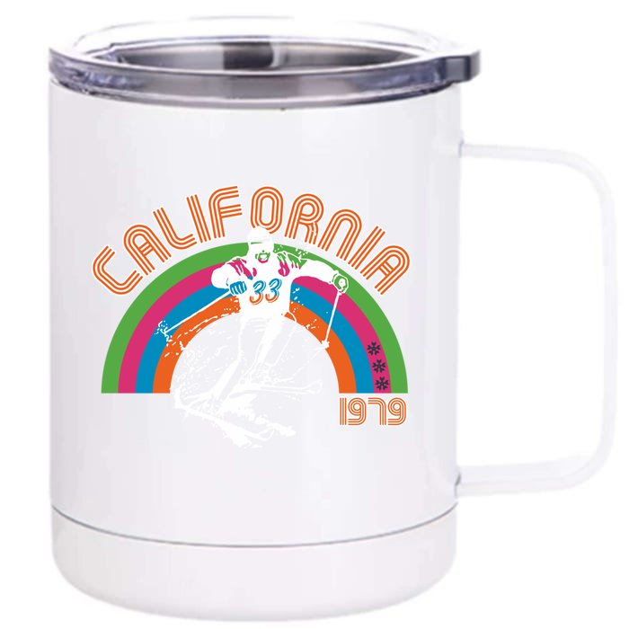 Vintage California Skiing Ski Funny Gift Front & Back 12oz Stainless Steel Tumbler Cup