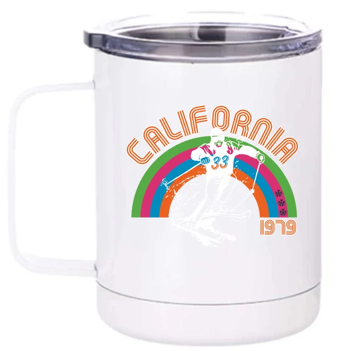 Vintage California Skiing Ski Funny Gift Front & Back 12oz Stainless Steel Tumbler Cup