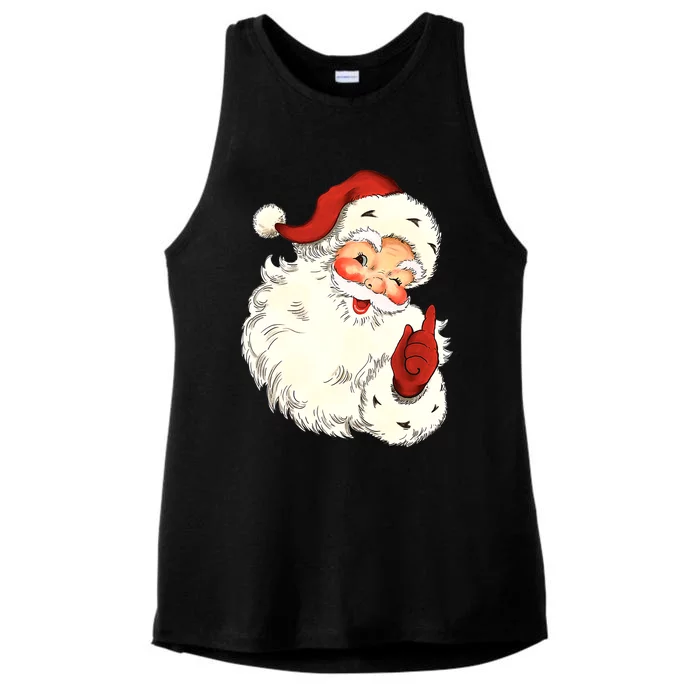 Vintage Christmas Santa Claus Face Old Fashioned Great Gift Ladies Tri-Blend Wicking Tank