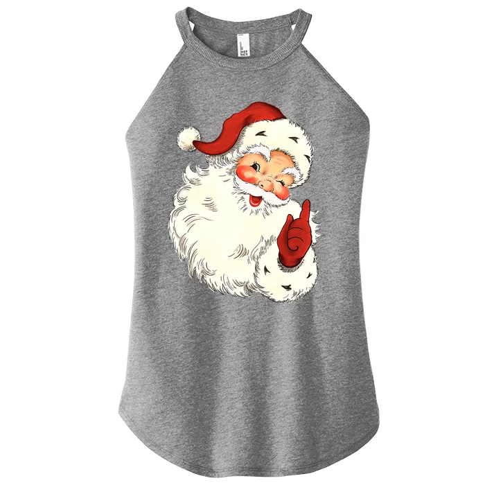 Vintage Christmas Santa Claus Face Old Fashioned Great Gift Women’s Perfect Tri Rocker Tank