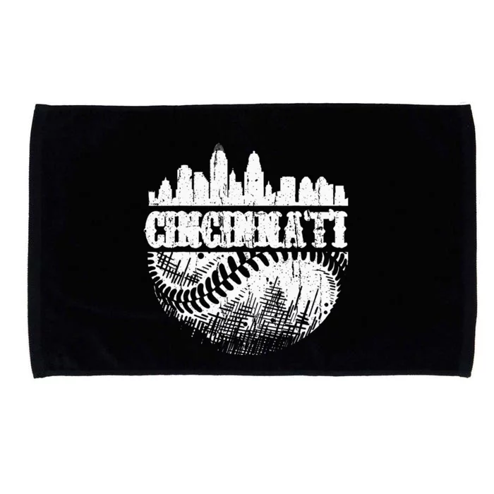 Vintage Cincinnati Skyline City Baseball Met At Gameday Microfiber Hand Towel