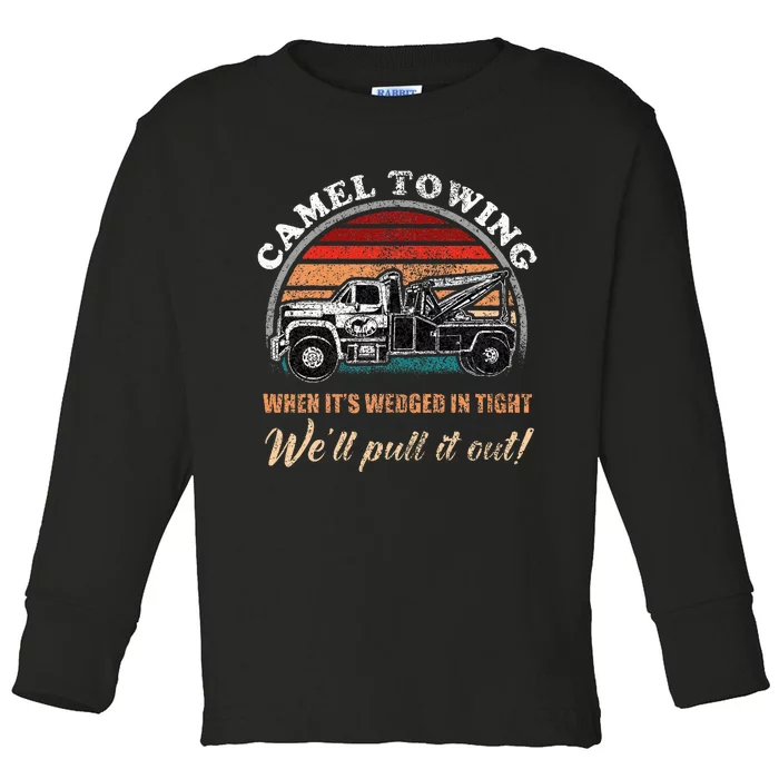 Vintage Camel Towing Humor Tow Truck Toddler Long Sleeve Shirt