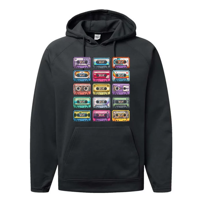 Vintage Cassette Tapes Collection 80S 90S Music Mixtape Performance Fleece Hoodie