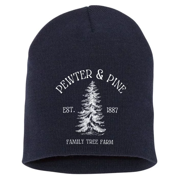 Vintage Christmas Tree Farms Short Acrylic Beanie