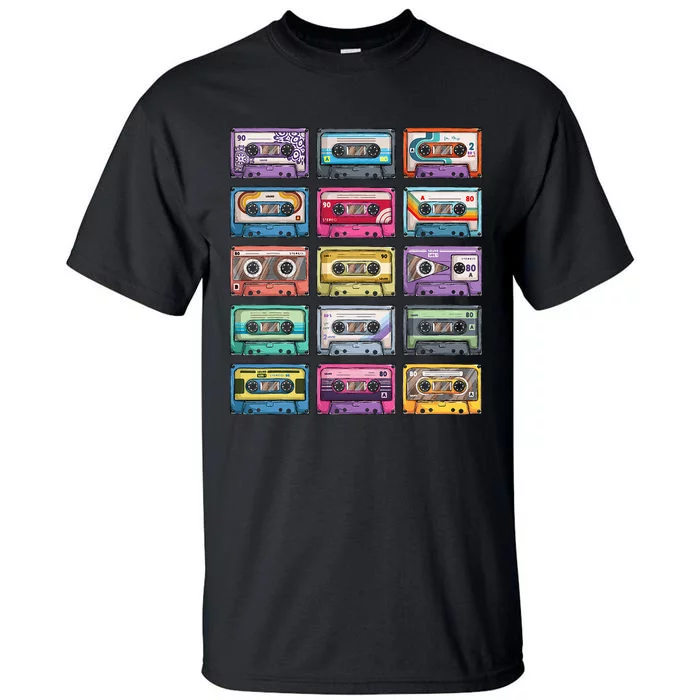 Vintage Cassette Tapes Collection 80S 90S Music Mixtape Tall T-Shirt