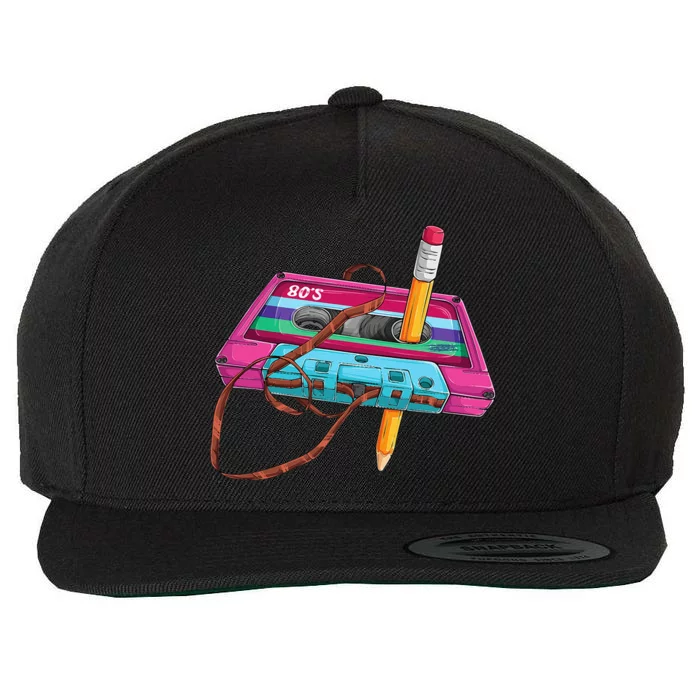 Vintage Cassette Tape Pencil 70s 80s 90s Music Mixtape Wool Snapback Cap