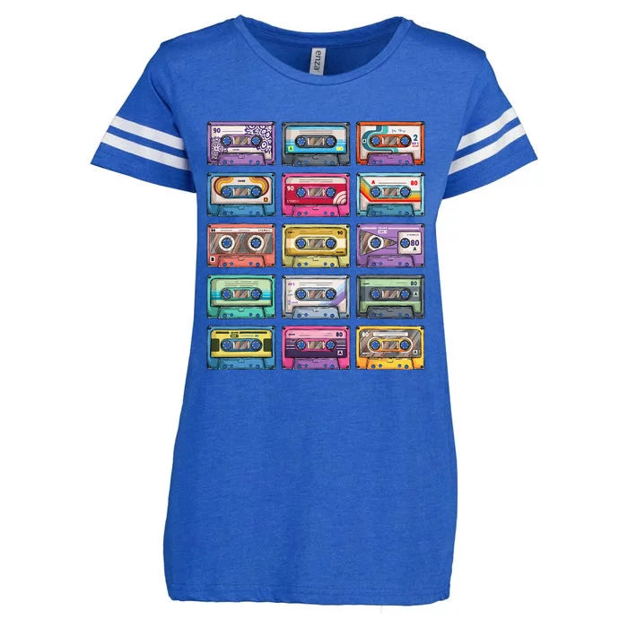 Vintage Cassette Tapes Collection 80s 90s Music Mixtape Enza Ladies Jersey Football T-Shirt