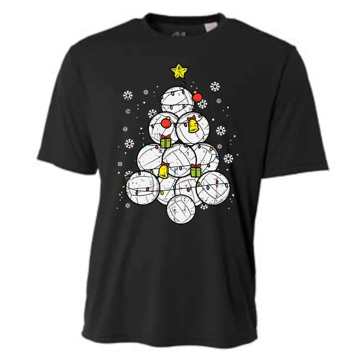 Volleyball Christmas Tree Xmas Sports Player Cooling Performance Crew T-Shirt