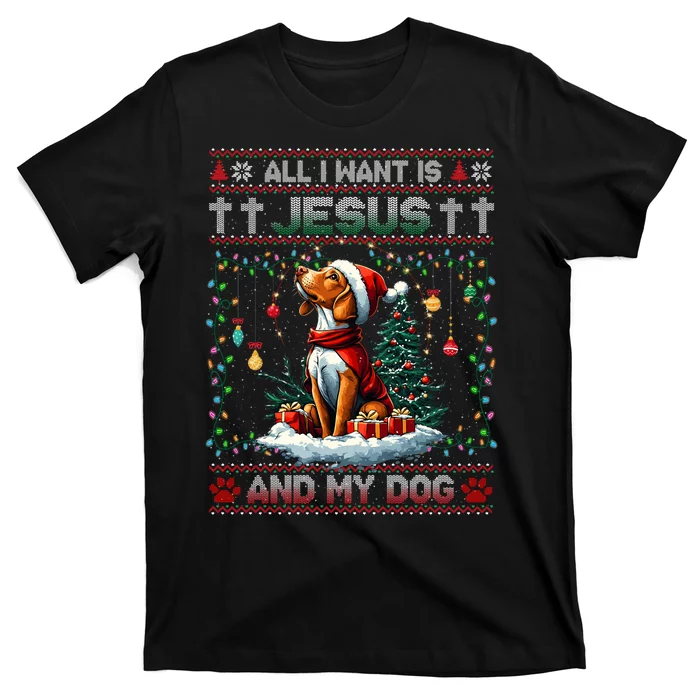 Vizsla Christmas Tree Lights Decorations Dog Lover Xmas T-Shirt