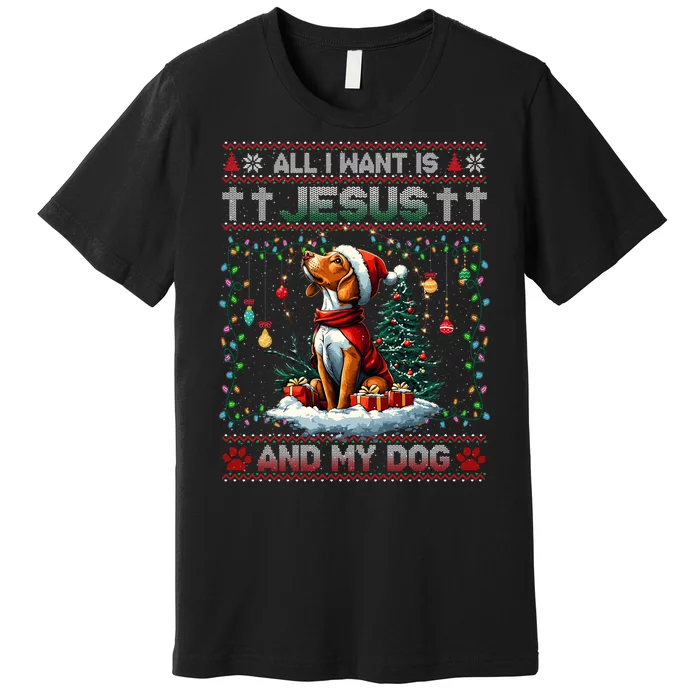 Vizsla Christmas Tree Lights Decorations Dog Lover Xmas Premium T-Shirt