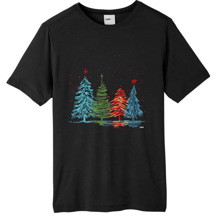 Vintage Christmas Trees Hand Drawing Christmas Trees ChromaSoft Performance T-Shirt