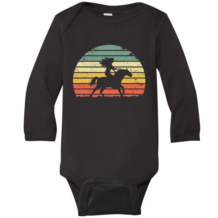 Vintage Cow Texas Ranch Horse Riding Baby Long Sleeve Bodysuit