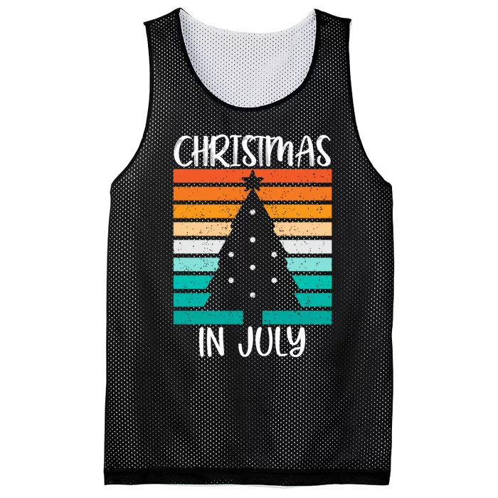 Vintage Christmas Tree Christmas In July Mesh Reversible Basketball Jersey Tank