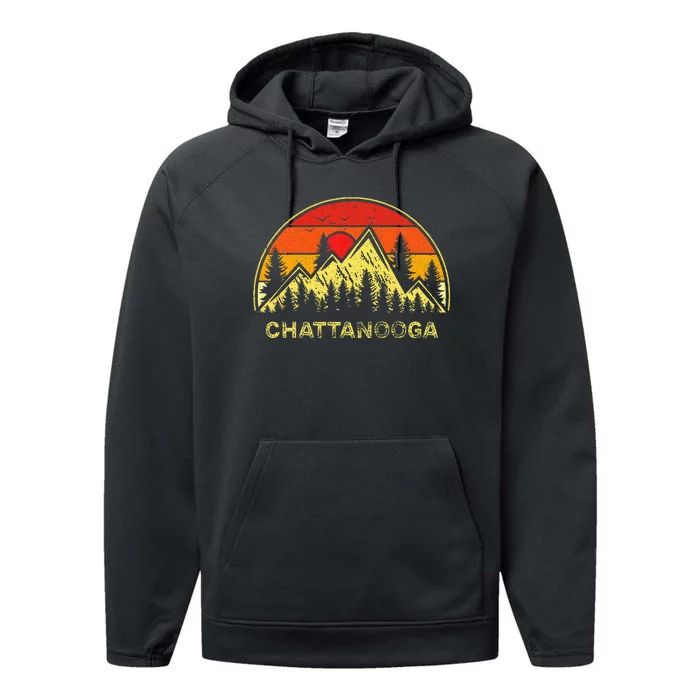 Vintage Chattanooga Tennessee Tn Hiking Mountains Souvenirs Performance Fleece Hoodie