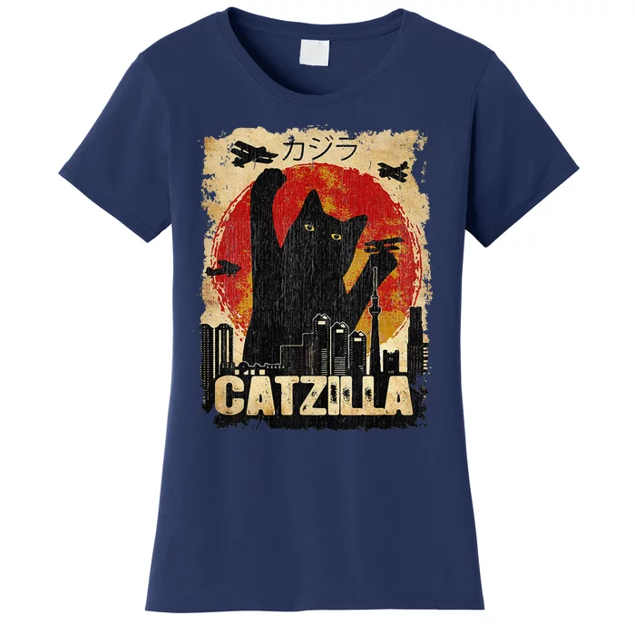 Vintage Catzilla Tee Funny Kitten And Cat Women's T-Shirt