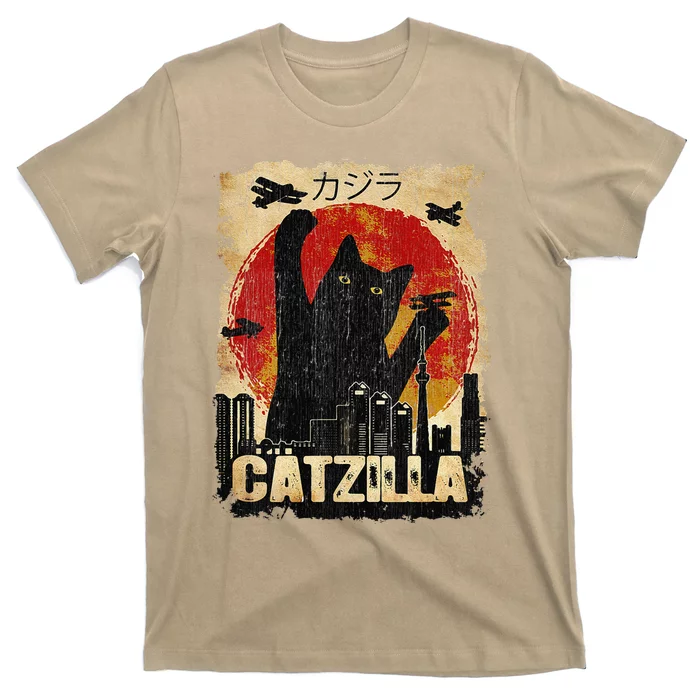 Vintage Catzilla Tee Funny Kitten And Cat T-Shirt