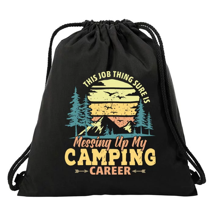 Vintage Camping T Drawstring Bag