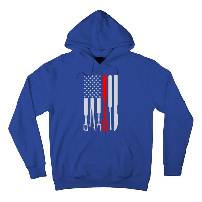 Vintage Chef Usa Flag Bbq Grilling Retro Gift Tall Hoodie