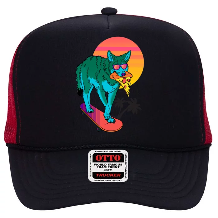 Vaporwave Coyote High Crown Mesh Trucker Hat