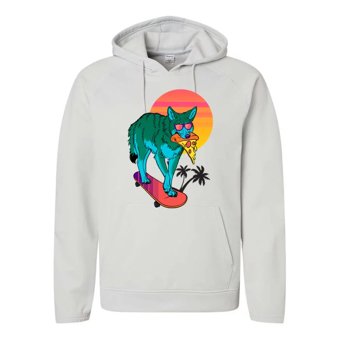 Vaporwave Coyote Performance Fleece Hoodie