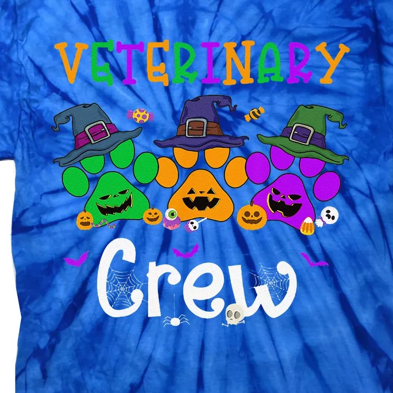 Veterinary Crew Vet Tech Spooky Vibes Halloween Costumes Tie-Dye T-Shirt