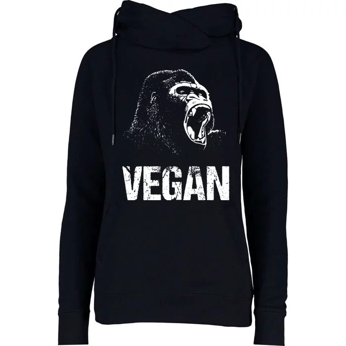 Vegan Cool Vegetarian Food Tee Womens Funnel Neck Pullover Hood