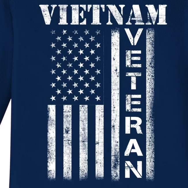 Vietnam Combat Veteran Flag Patriotic Veterans Day Gift Baby Long Sleeve Bodysuit