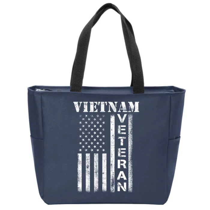 Vietnam Combat Veteran Flag Patriotic Veterans Day Gift Zip Tote Bag