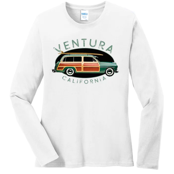 Ventura California Vintage Surfing Ladies Long Sleeve Shirt