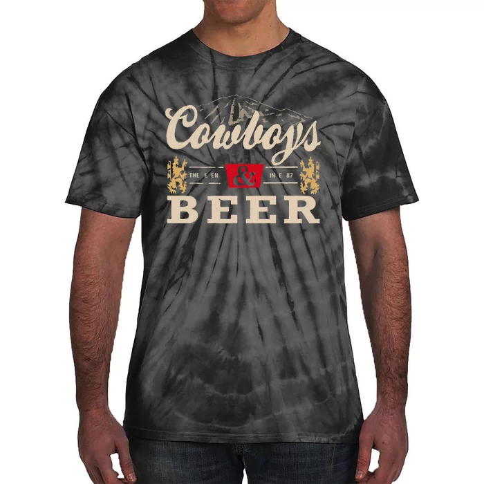 Vintage Cow Western And Beer Cow Lovers Tie-Dye T-Shirt