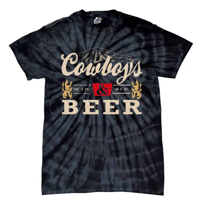 Vintage Cow Western And Beer Cow Lovers Tie-Dye T-Shirt