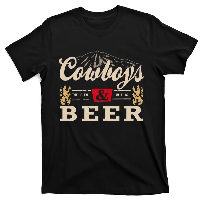 Vintage Cow Western And Beer Cow Lovers T-Shirt