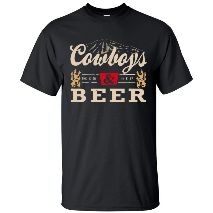 Vintage Cow Western And Beer Cow Lovers Tall T-Shirt