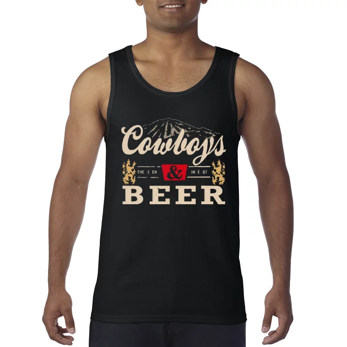 Vintage Cow Western And Beer Cow Lovers Tank Top