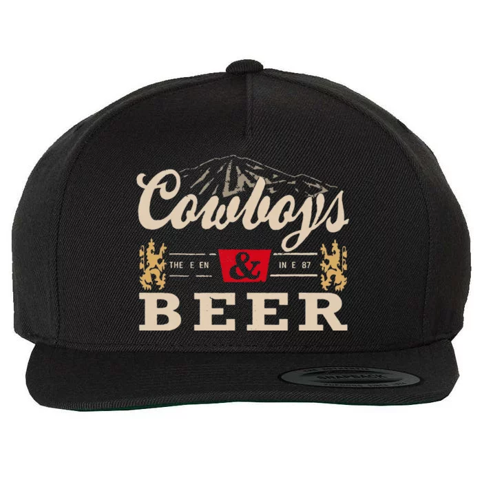 Vintage Cow Western And Beer Cow Lovers Wool Snapback Cap